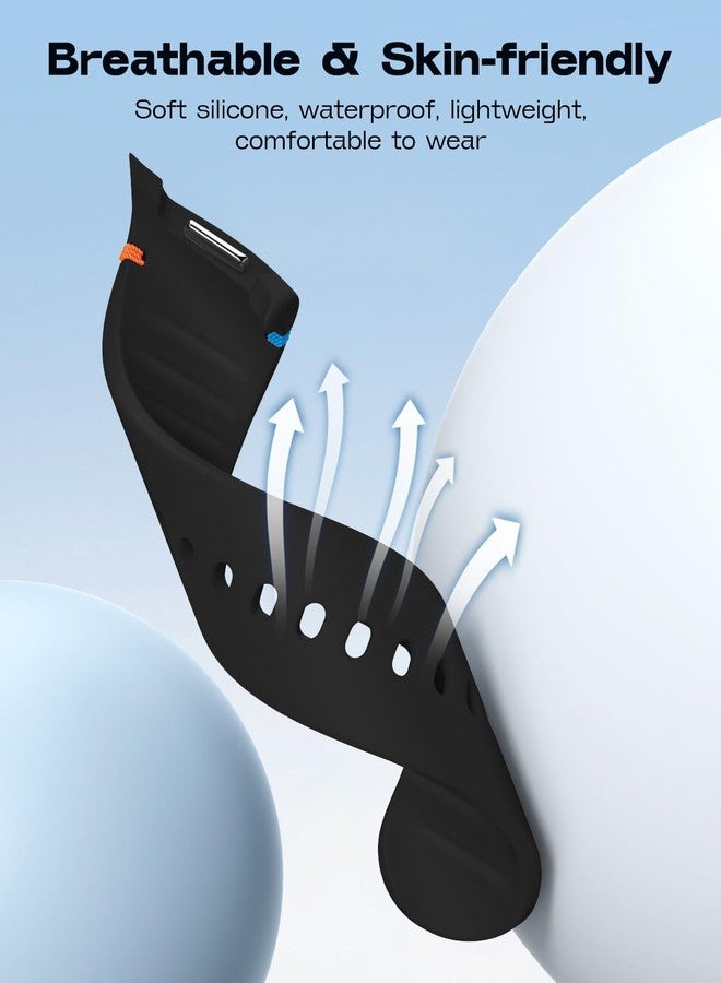 MoKo Sport Band for Samsung Galaxy Watch 8 Band 40mm 44mm/Galaxy Watch 8 Classic 46mm, Soft Silicone Replacement Strap for Men Women, M/L, Black - Image 4