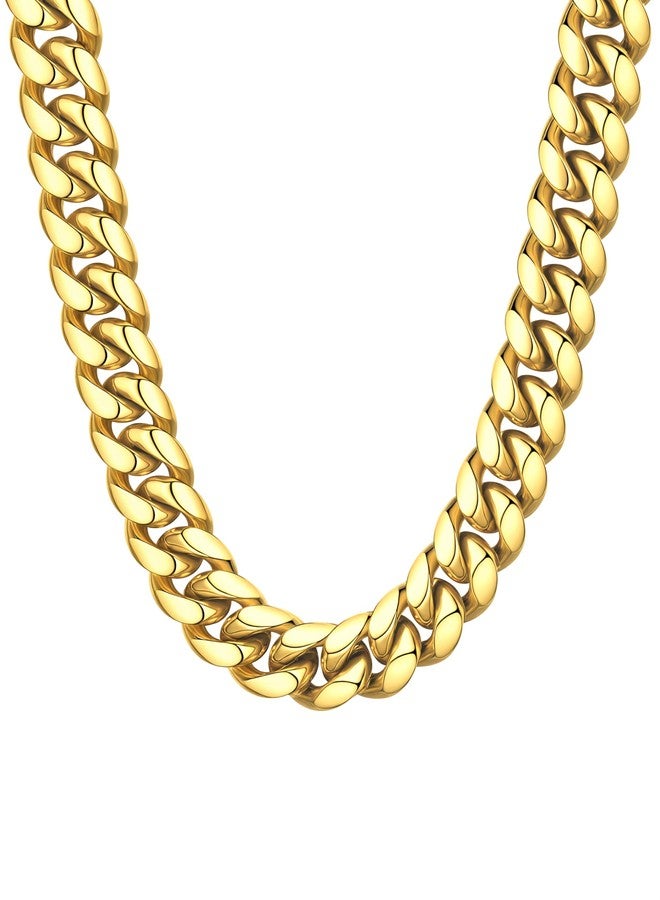 ChainsHouse Chunky Gold Curb Chain Mens 14mm 22inches Cuban Link Necklace - Image 1