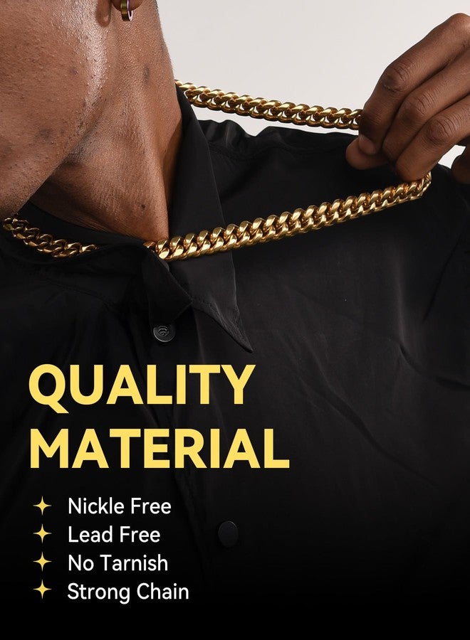 ChainsHouse Chunky Gold Curb Chain Mens 14mm 22inches Cuban Link Necklace - Image 2