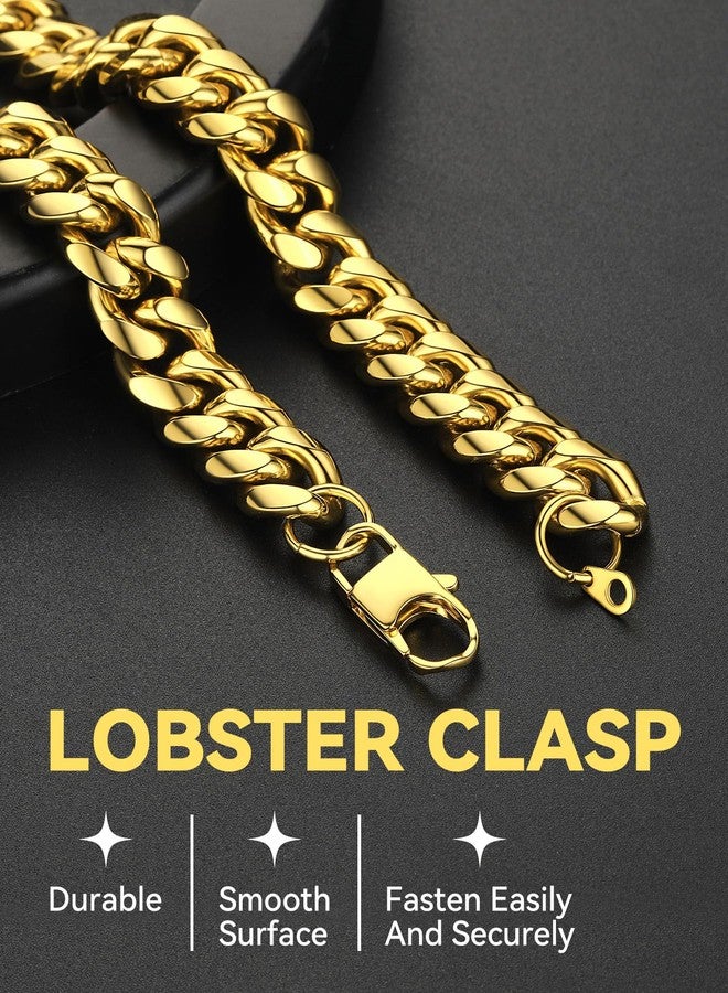 ChainsHouse Chunky Gold Curb Chain Mens 14mm 22inches Cuban Link Necklace - Image 4