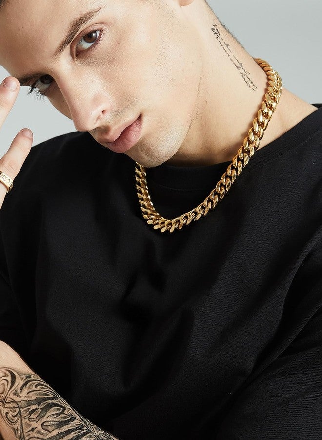 ChainsHouse Chunky Gold Curb Chain Mens 14mm 22inches Cuban Link Necklace - Image 5