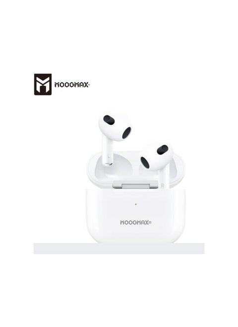 Moogmax  TWS wireless Earbuds with powerful sound, clear microphone HD voice, Pop up window (only with Iphone), and wireless case charging