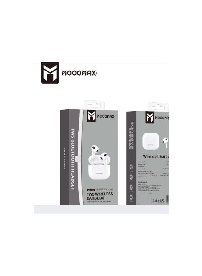 MOOGMAX - Moogmax  TWS wireless Earbuds with powerful sound, clear microphone HD voice, Pop up window (only with Iphone), and wireless case charging - Image 1