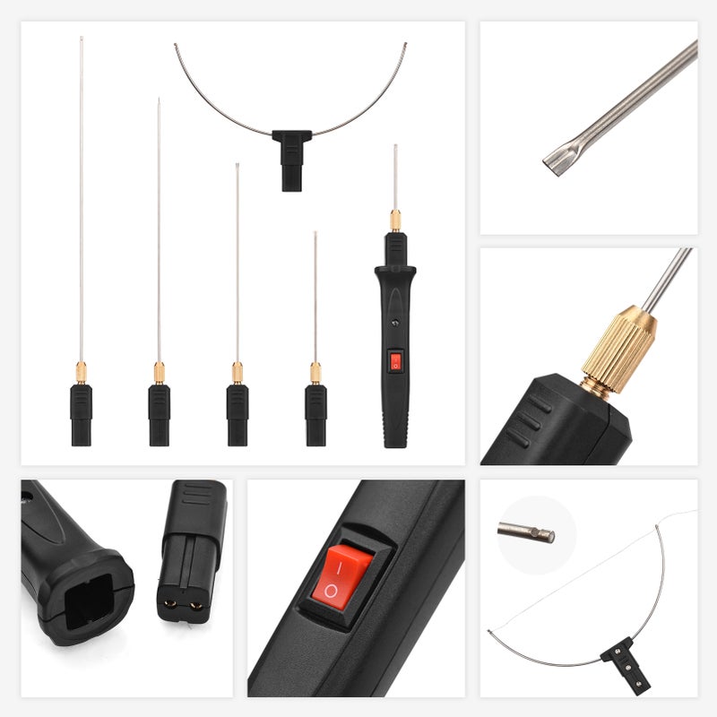 24W Handheld Electric Foam Cutter Kit with 5 Straight Tips & 1 Arch Tip Adjustable Temperature Portable Foam Cutting Pen Hot Wire Cutter Styrofoam Cutting Tool Engraver - Image 3