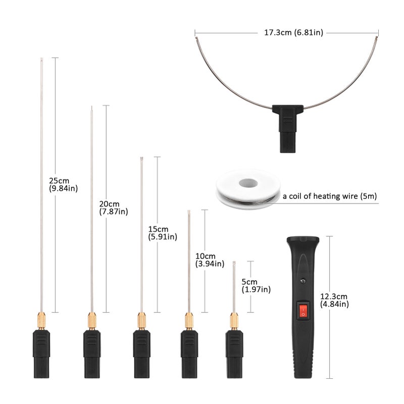 24W Handheld Electric Foam Cutter Kit with 5 Straight Tips & 1 Arch Tip Adjustable Temperature Portable Foam Cutting Pen Hot Wire Cutter Styrofoam Cutting Tool Engraver - Image 4