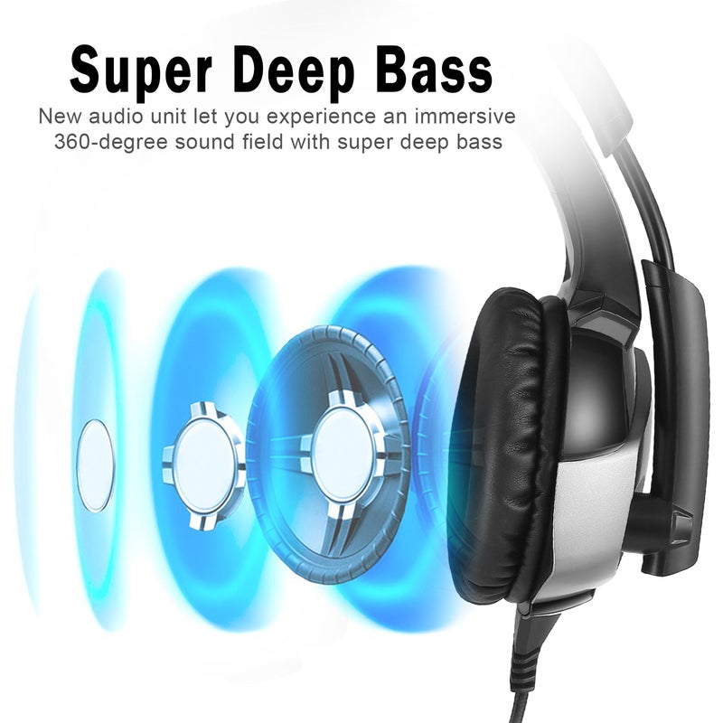ONIKUMA K5 Gaming Headset with Microphone PC Gamer 3.5mm Stereo Headphones Noise Cancelling Over Ear Ear Cups Compatible with PS4 Gamepad New Xbox Laptop Computer - Image 3