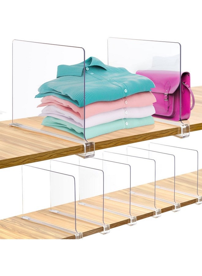 Consevisen Consevisen Shelf Dividers for Closet Organization and Storage, 8 Pack Acrylic Clear Closet Shelf Dividers for Wood Shelves, Vertical Sweater Handbag Purse Organizer for Bedroom Kitchen Office  - Image 1