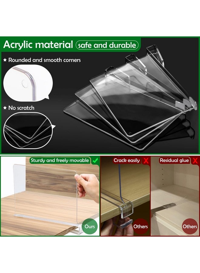 Consevisen Consevisen Shelf Dividers for Closet Organization and Storage, 8 Pack Acrylic Clear Closet Shelf Dividers for Wood Shelves, Vertical Sweater Handbag Purse Organizer for Bedroom Kitchen Office  - Image 2