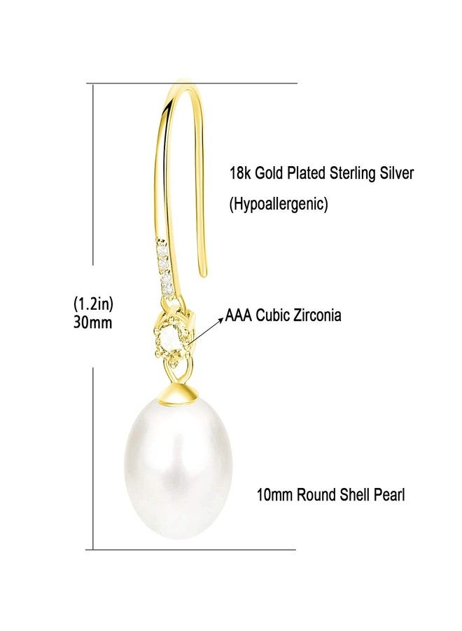 JORA Gold Plated Pearl Drop Earrings for Women Cubic Zirconia Dangle Earrings - Image 5