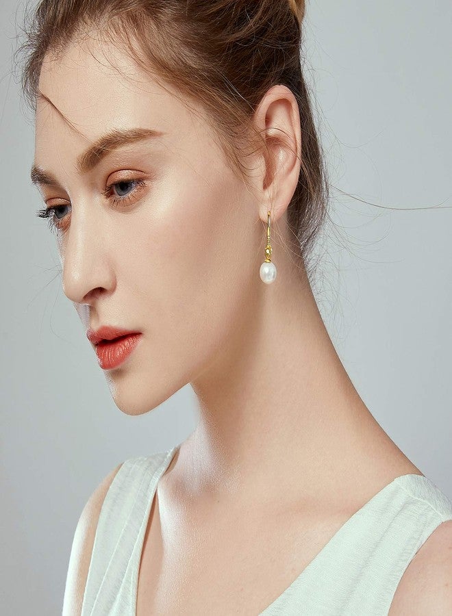 JORA Gold Plated Pearl Drop Earrings for Women Cubic Zirconia Dangle Earrings - Image 2