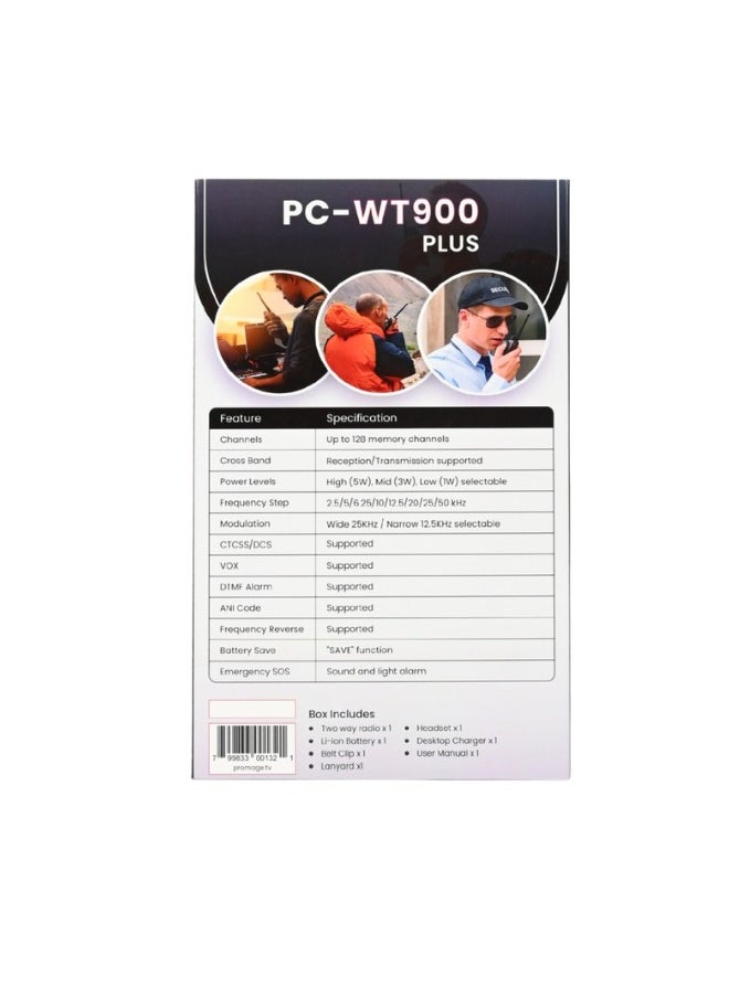 PROMAGE - Promage Connect PC-WT900 PLUS Two Way Radio  Six Pack With Earpiece, Dual Band, Auto-Back Light, Time-out Timer, Voice Prompt, AUTO Keypad Lock, Emergency Alarm, Built in Flashlight, Low Battery Warning, 6 pack - Image 1