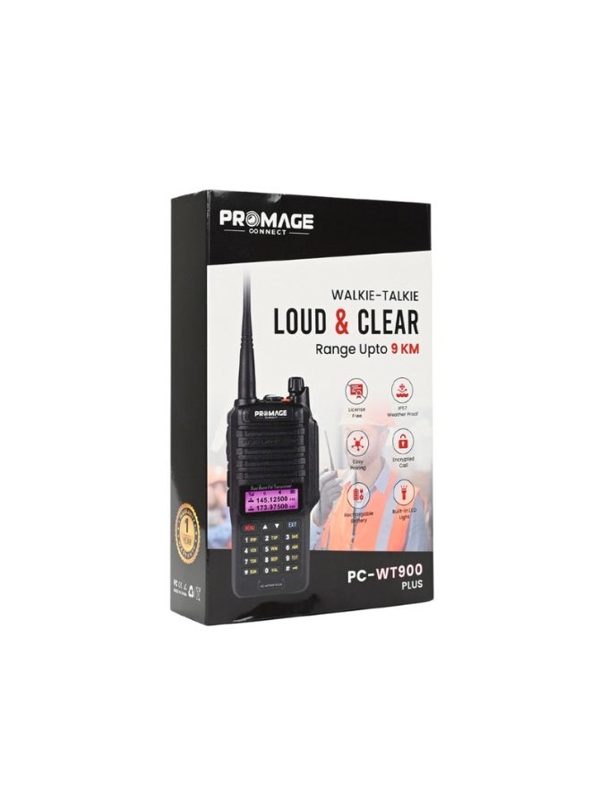 PROMAGE - Promage Connect PC-WT900 PLUS Two Way Radio  Six Pack With Earpiece, Dual Band, Auto-Back Light, Time-out Timer, Voice Prompt, AUTO Keypad Lock, Emergency Alarm, Built in Flashlight, Low Battery Warning, 6 pack - Image 1