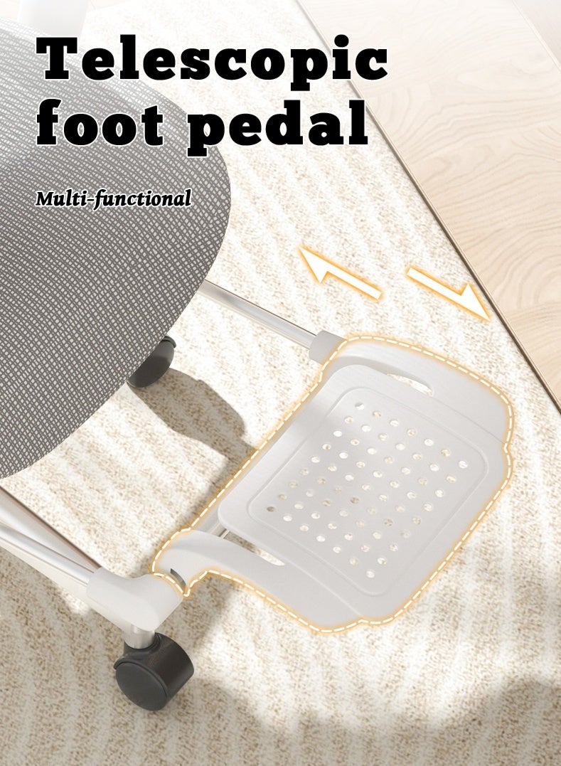 كرسي مكتب مريح، كرسي كمبيوتر مكتبي - ظهر شبكي عالي، دعم قطني، مساند ذراع قابلة للتعديل | مثالي للمنزل والألعاب (أبيض) - Image 4