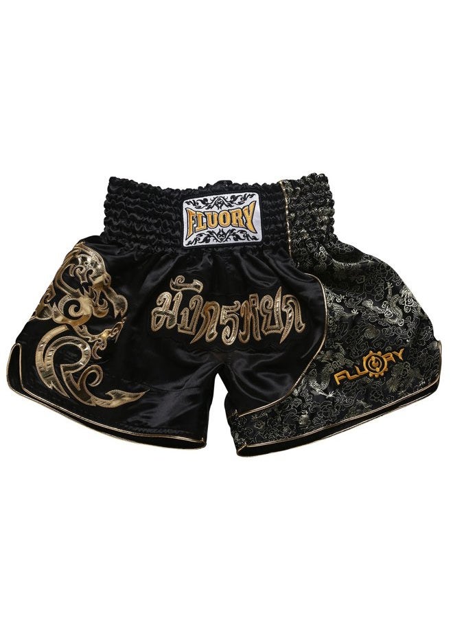 FLUORY Muay Thai Fight Shorts,MMA Shorts Clothing Training Cage Fighting Grappling Martial Arts Kickboxing Shorts Clothing, Mtsf15jinlong, Large - Image 1