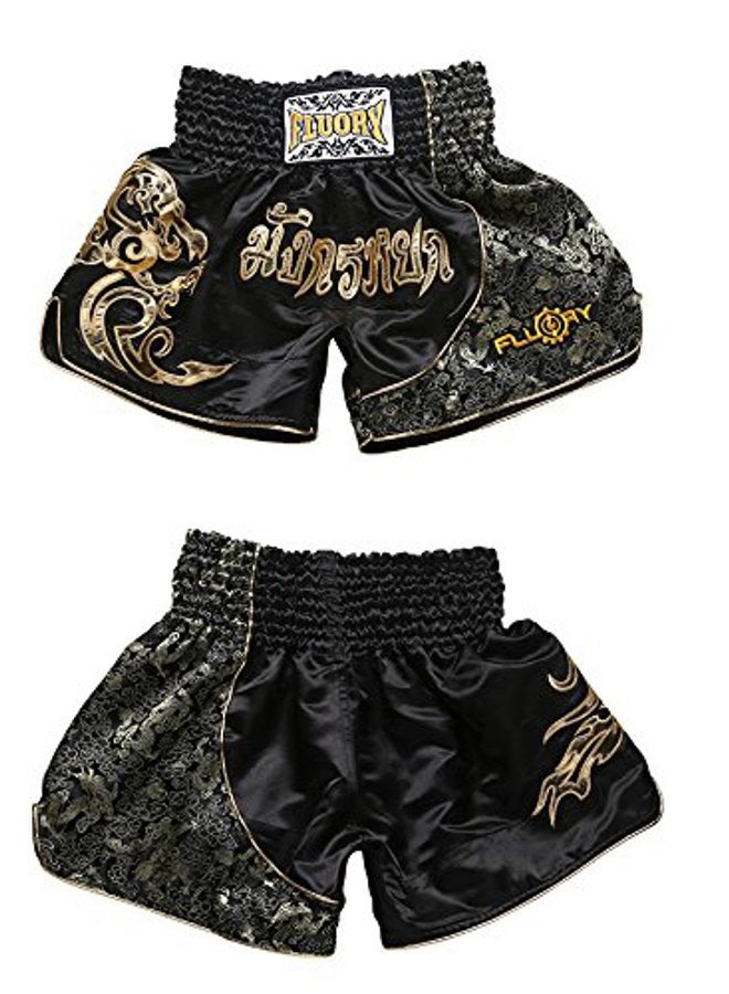 FLUORY Muay Thai Fight Shorts,MMA Shorts Clothing Training Cage Fighting Grappling Martial Arts Kickboxing Shorts Clothing, Mtsf15jinlong, Large - Image 4