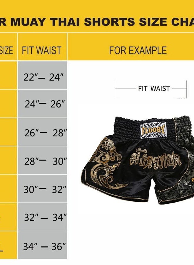 FLUORY Muay Thai Fight Shorts,MMA Shorts Clothing Training Cage Fighting Grappling Martial Arts Kickboxing Shorts Clothing, Mtsf15jinlong, Large - Image 5