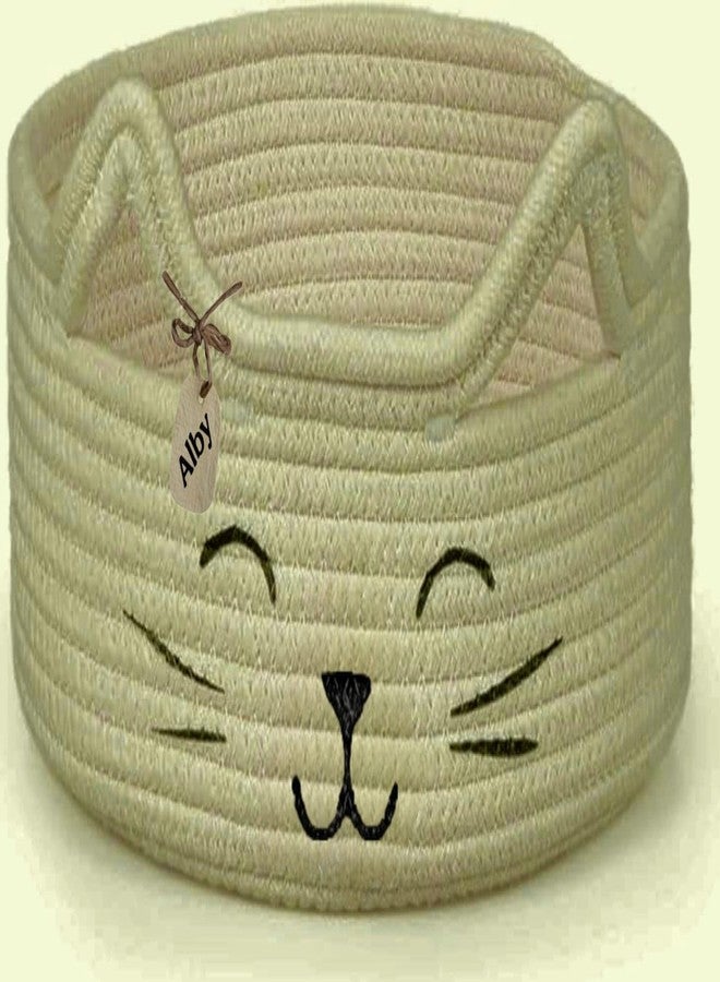 GOODIE® -Small Cat Storage Basket, Black Cute Basket for Toys, Dog Toy Basket, Woven Rope Basket for Organizing, Empty Gift Basket for Baby, Black, 9.8 x 4 inches (brown black nose, 9x4)
