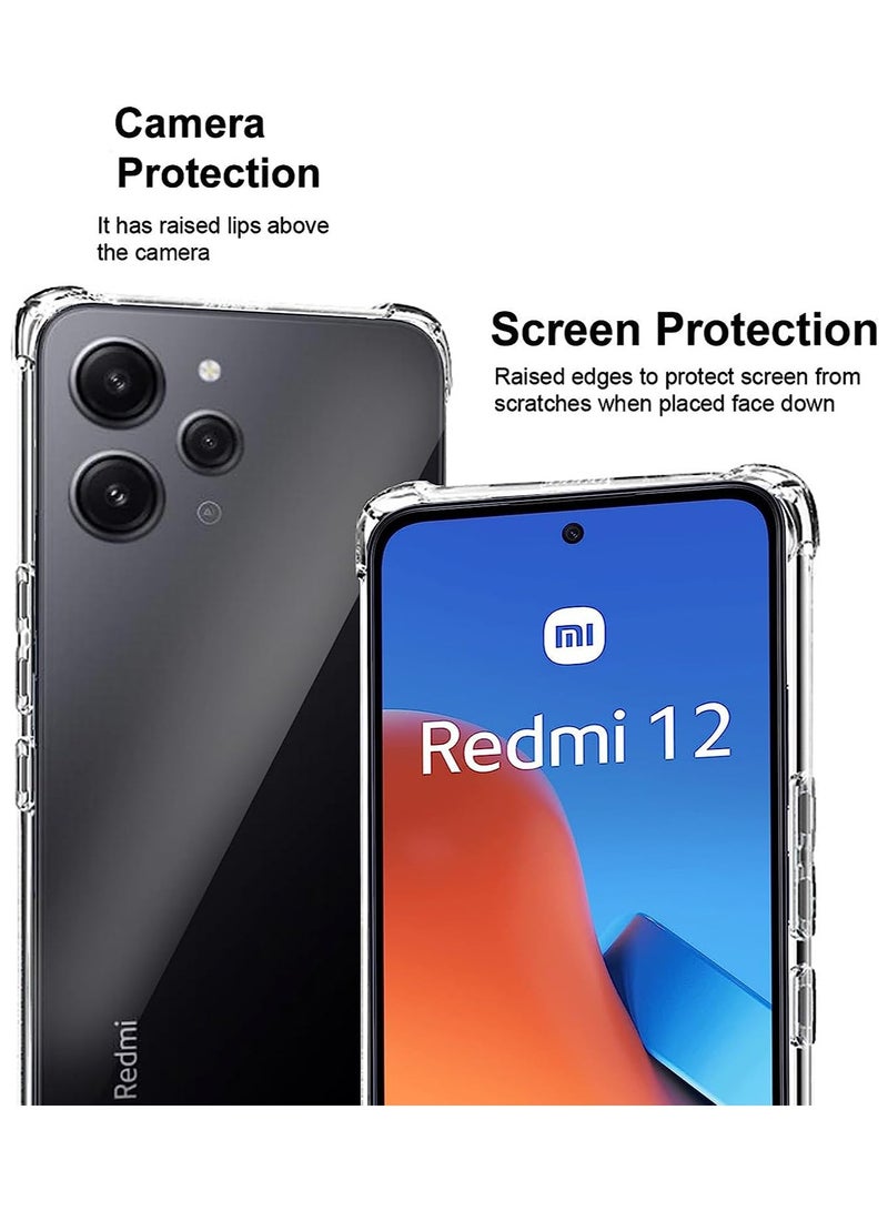 جراب هاتف Xiaomi Redmi 12 شفاف مضاد للخدش مرن ناعم من البولي يوريثان المقوى بالزاوية مضاد للصدمات جراب هاتف شفاف لهاتف Xiaomi Redmi 12 - Image 2