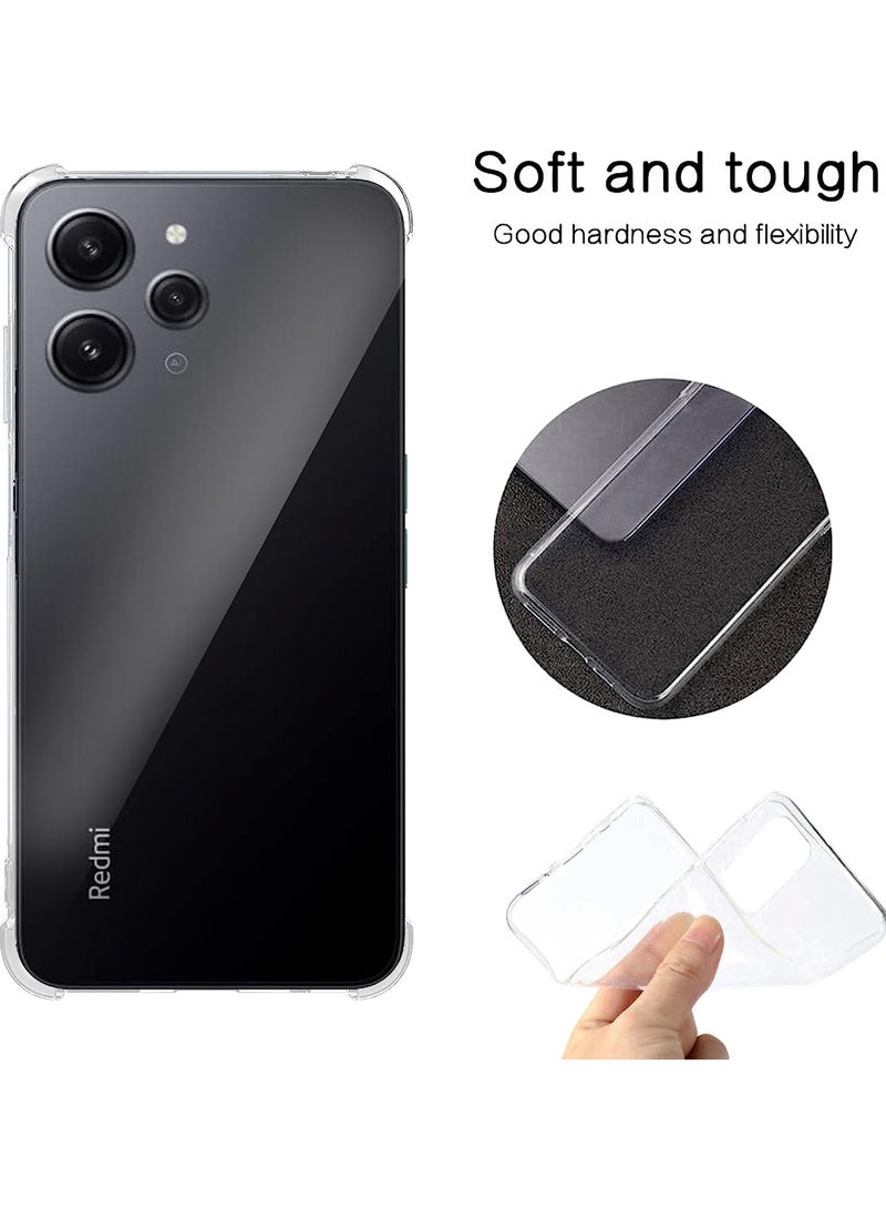 جراب هاتف Xiaomi Redmi 12 شفاف مضاد للخدش مرن ناعم من البولي يوريثان المقوى بالزاوية مضاد للصدمات جراب هاتف شفاف لهاتف Xiaomi Redmi 12 - Image 3