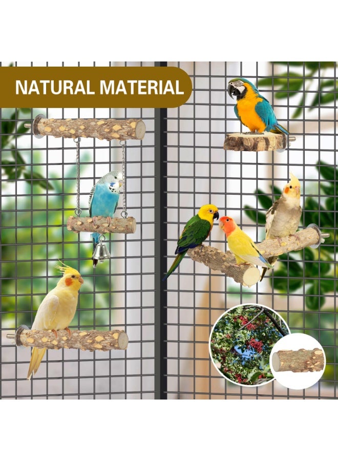 مجاثم طيور، 4 قطع غصن وقوف طبيعي للطيور، عيدان قضم للمجاثم، إكسسوارات قفص، أغصن تسلق للببغاء، مجموعة مجاثم لطحن المخالب للببغاء والطيور المغردة والكوكتيل - Image 4