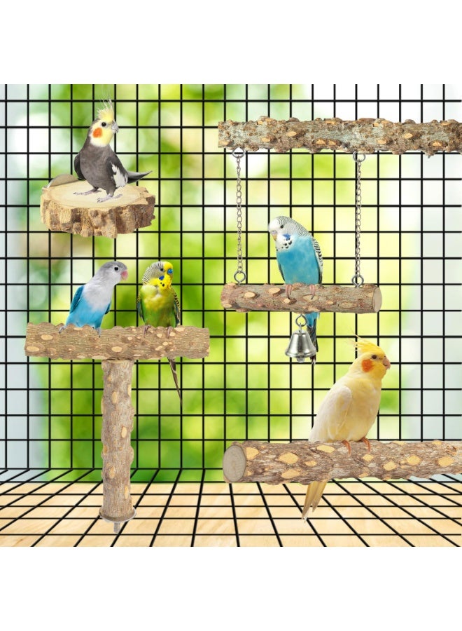 مجاثم طيور، 4 قطع غصن وقوف طبيعي للطيور، عيدان قضم للمجاثم، إكسسوارات قفص، أغصن تسلق للببغاء، مجموعة مجاثم لطحن المخالب للببغاء والطيور المغردة والكوكتيل - Image 5