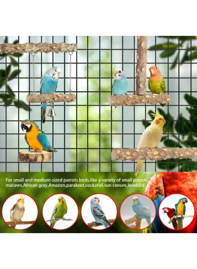 مجاثم طيور، 4 قطع غصن وقوف طبيعي للطيور، عيدان قضم للمجاثم، إكسسوارات قفص، أغصن تسلق للببغاء، مجموعة مجاثم لطحن المخالب للببغاء والطيور المغردة والكوكتيل - Image 3