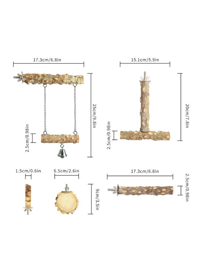 مجاثم طيور، 4 قطع غصن وقوف طبيعي للطيور، عيدان قضم للمجاثم، إكسسوارات قفص، أغصن تسلق للببغاء، مجموعة مجاثم لطحن المخالب للببغاء والطيور المغردة والكوكتيل - Image 2