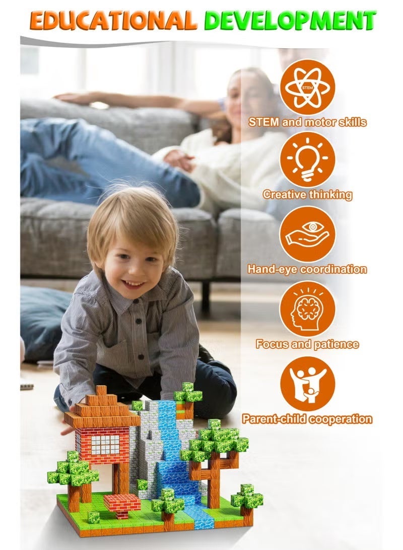 20 PCS Mine Magnet World Magnetic Blocks Set, Pixel Building Cubes for Kids, STEM Educational Creative Construction Toys, Safe Durable Magnet Bricks for Boys Girls 3+ Years Old, Birthday Gift Party Favors - Image 3