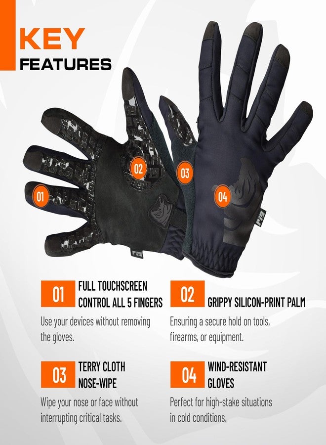 PIG Full Dexterity Tactical Cold Weather Gloves, Insulated, Touchscreen Compatible, Silicone Grip, for Shooting, 1 Pair, Black, Large - Image 4