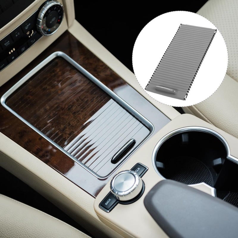 Veemoon Car Center Console Cup Holder Sliding Roller Blind Cover Compartment Storage Box Gray Interior Drink Accessory - Image 4