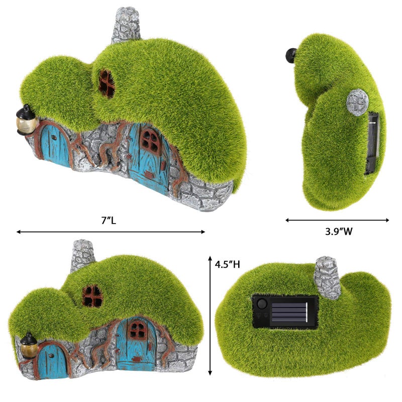 Darkdec Outdoor Figurine Lights Garden House Statue - Outdoor Statues with Solar Lights Garden Cottage Lighting Figurines for Home or Yard Decor  - Image 2