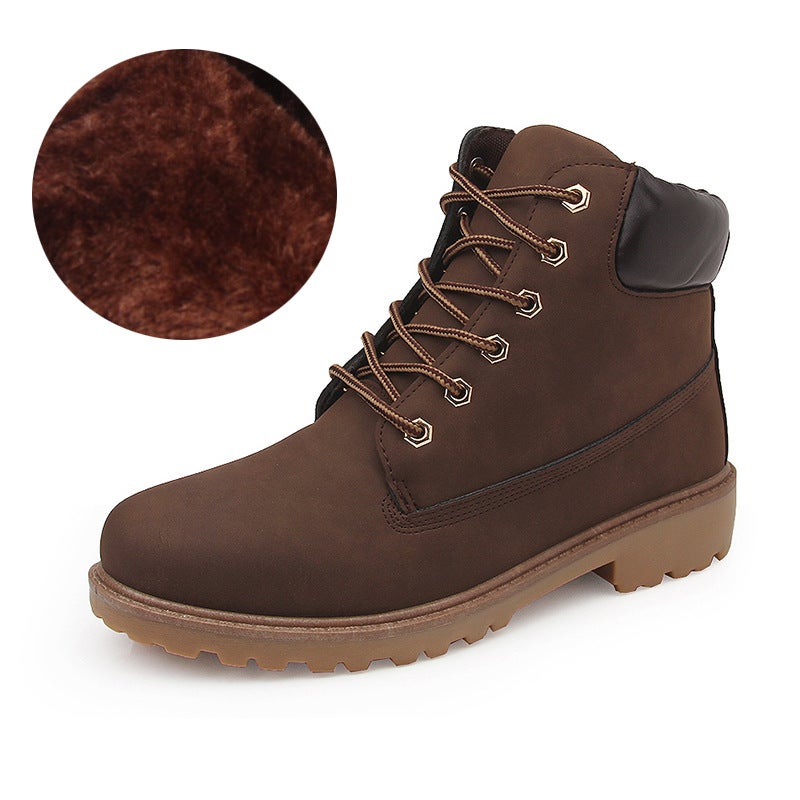 British Martin Boots Men'S Casual Workwear Boots Women'S Velvet Large Size High Top Boots Boots - Image 1