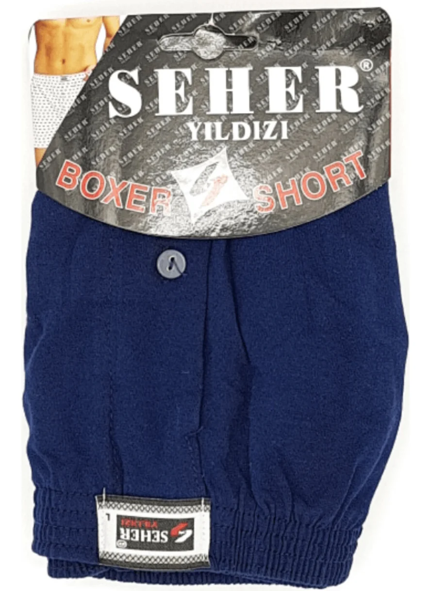 Seher Yıldızı 6 Pieces Navy Blue Combed Cotton Plain Boxer 0008