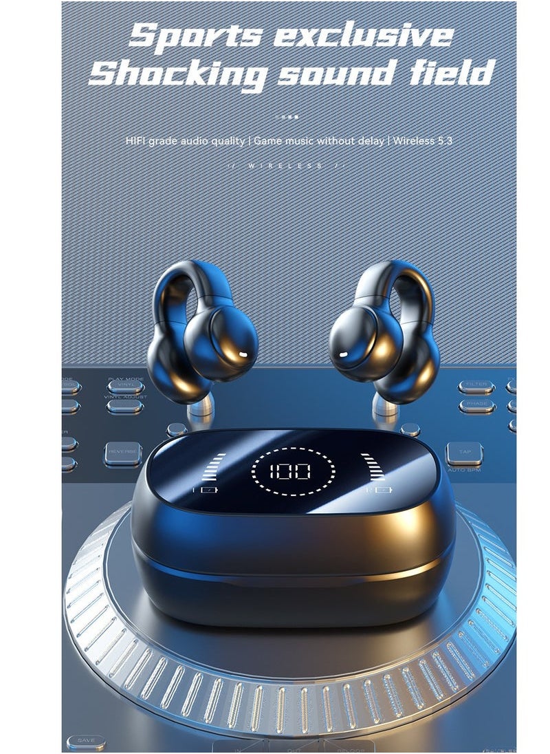 Generic - New Ear Clip Wireless Bluetooth Headphones No Earphones Protect Your Hearing High Definition Sound Effect (Black) - Image 1