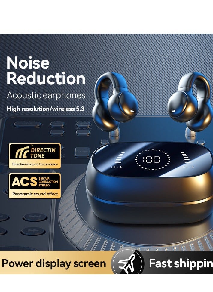 Generic - New Ear Clip Wireless Bluetooth Headphones No Earphones Protect Your Hearing High Definition Sound Effect (Black) - Image 1