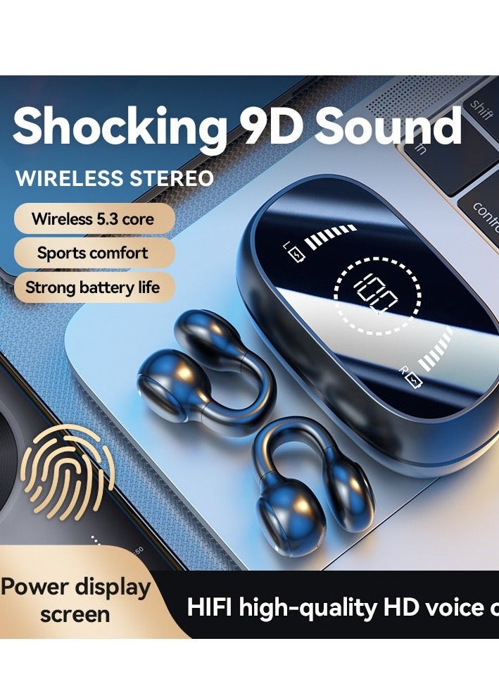 Generic - New Ear Clip Wireless Bluetooth Headphones No Earphones Protect Your Hearing High Definition Sound Effect (Black) - Image 1