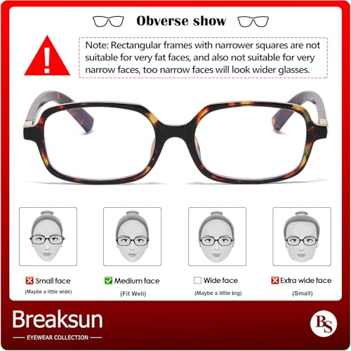 Breaksun نظارات بريكسون ريترو مستطيلة للنساء والرجال نظارات زرقاء مضادة للضوء بتصميم عتيق (بني صدفي) - Image 3