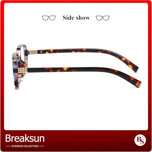 Breaksun نظارات بريكسون ريترو مستطيلة للنساء والرجال نظارات زرقاء مضادة للضوء بتصميم عتيق (بني صدفي) - Image 4