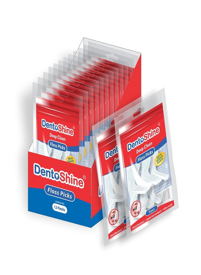 DentoShine Deep Clean Floss Picks - 15 ct Resealable Poly Bag (Pack of 12) - Image 1