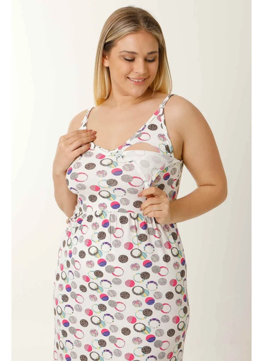 Par Lingerie Maternity Maternity Nightgown Rope Strap Polka Dot White