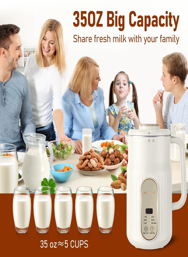 AlfaBot Nut Milk Maker, AlfaBot N2 Automatic Almond Milk Machine for Homemade Plant-Based Milk, Oat, Soy, Yogurt, 5 Modes/35OZ Big Capacity Soy Milk Maker with Delay Setting and Self Cleaning (Cream) - Image 2