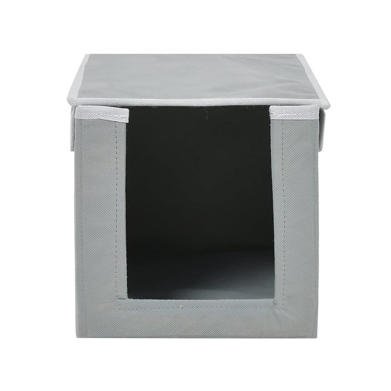 Kuber Industries Kuber Industries Pack of 4 NonWoven Cloth Stacker Wardrobe OrganizerBin With Carrying Handle Lid Grey  - Image 5