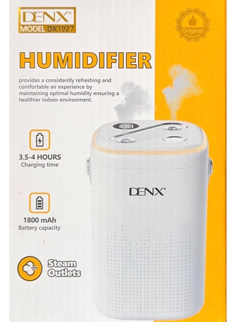 Denx مرطب الهواء بالموجات فوق الصوتية DENX سعة 1.3 لتر ورائحة الزيوت الأساسية، 4 مستويات من الرذاذ، إيقاف تلقائي، ضوضاء منخفضة، مرطب محمول قابل لإعادة الشحن لغرفة النوم، غرفة الأطفال، المنزل، والمكتب، DX1927 - Image 3
