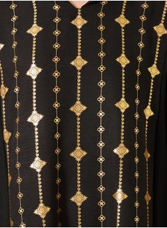 Styli Foil Print Notch Neck A-Line Jalabiya  - Image 4