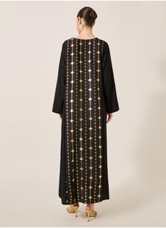 Styli Foil Print Notch Neck A-Line Jalabiya  - Image 5