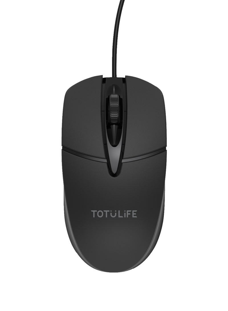 Totulife Wired Optical Mouse - Black - Image 1