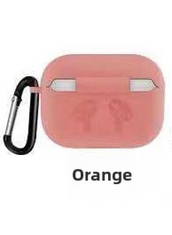Generic - Applicable To Airpods Pro Silicone Case 3 Generation For Apple Headset Protective Case Bluetooth Wireless Storage Case-Color:Orange-Applicable Model:pro Earphone Case With Hook - Image 1