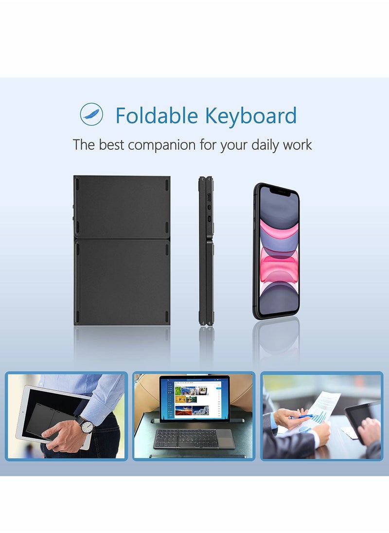Foldable Bluetooth Keyboard, Wireless Keyboard with Touchpad