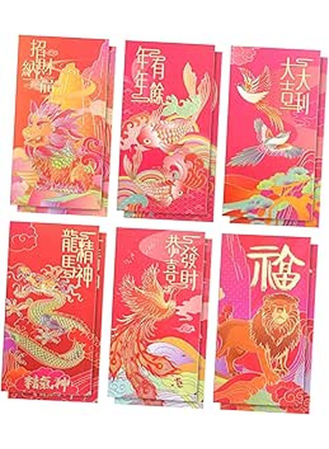 12pcs Chinese New Year Red Envelopes Lucky Money Pockets with Festive Patterns for Wedding Birthday Celebration - Image 1