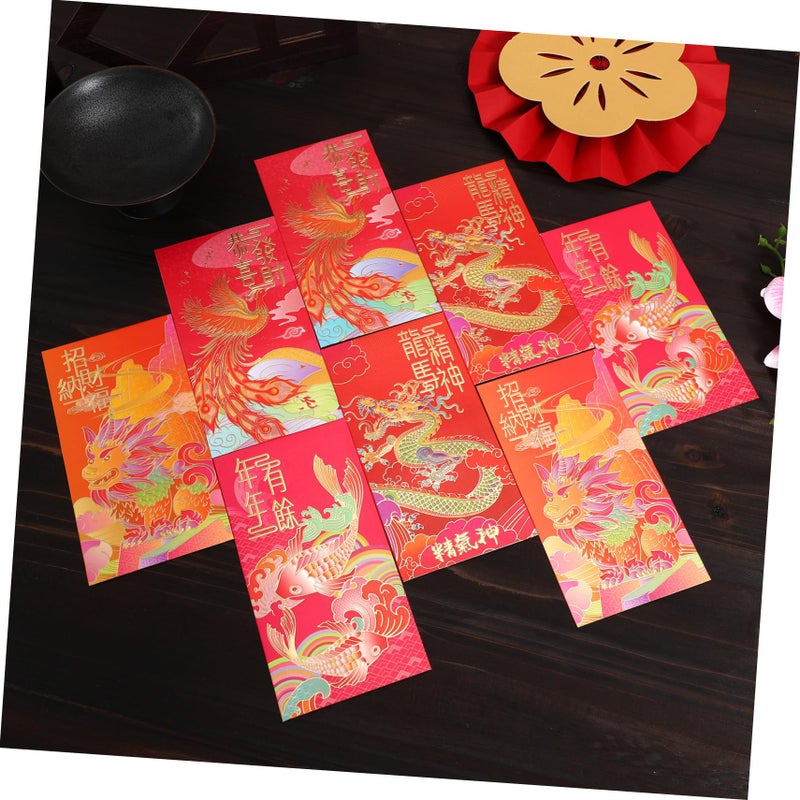 12pcs Chinese New Year Red Envelopes Lucky Money Pockets with Festive Patterns for Wedding Birthday Celebration - Image 5